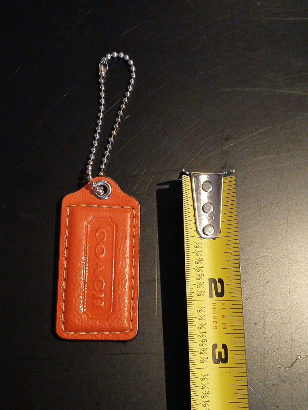 Patent Leather Coach Hangtag Orange